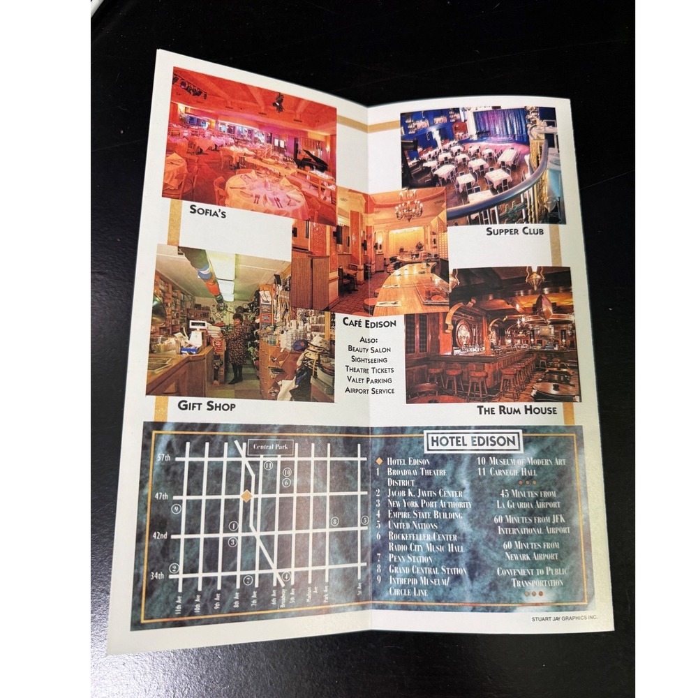Vintage Hotel Edison NYC Travel Brochure Art Deco Times Square New York Map - Picture 5 of 5